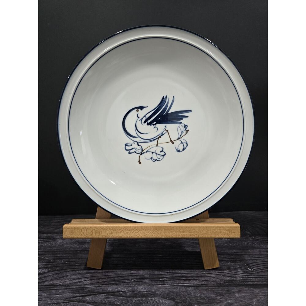 DANSK Art Pottery Blue Bird Chop Plate 12" Platter Japan Danish Modern Vintage